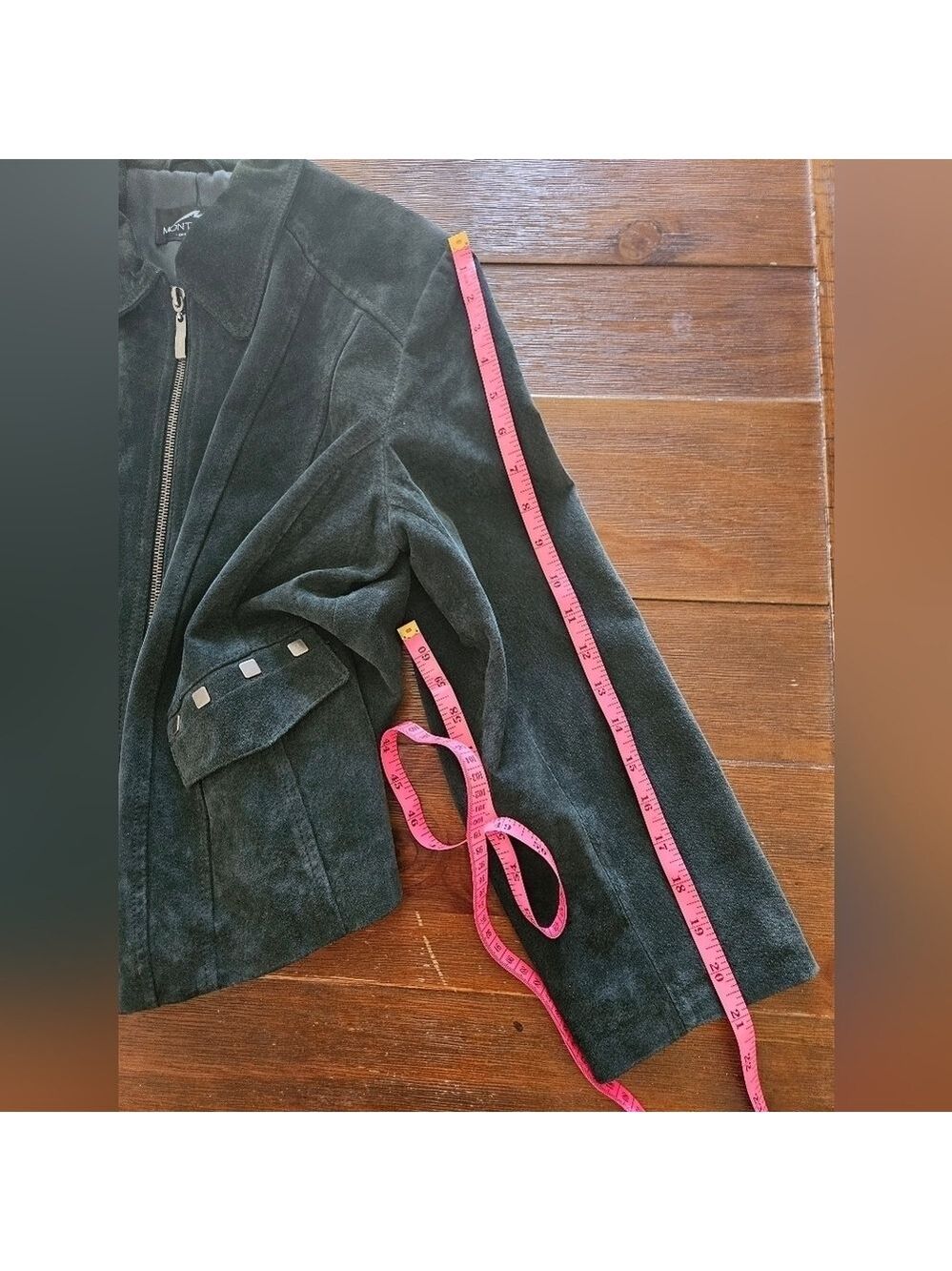 MONTANACO WOMEN'S GENUINE LEATHER (SUEDE) DARK GREEN ZIP-UP JACKET SIZE SMALL - Picture 13 of 13